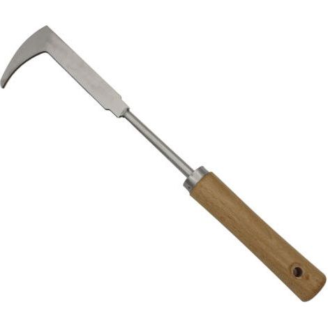 Désherbeur de jardin en acier inoxydable, manche en bois, outil de jardinage multifonction à main-Chrom (1/5)