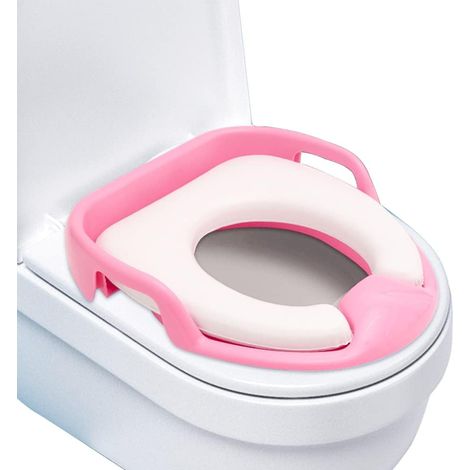 Siège de toilette universel pour enfant - Avec coussin souple - Poignées de sécurité pour garçons et filles de 1 à 7 ans - Rose (1/5)