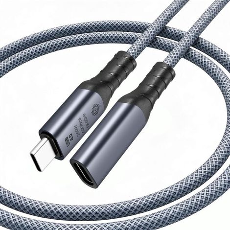 Rallonge de câble USB C 40 Gbps, extension USB 4.0 avec transmission vidéo 8K @ 60 Hz, charge rapide PD3.1 240 W, pour MacBook Pro, station d'accueil, moniteur, SSD, compatible avec (1/5)