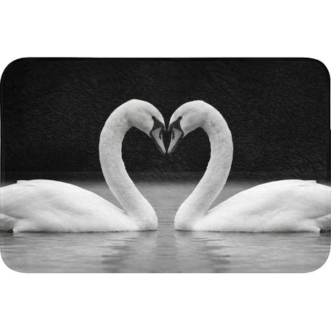 TAPPETINO DA BAGNO Cigni - Cuore - Nero - Bianco 60x40 cm