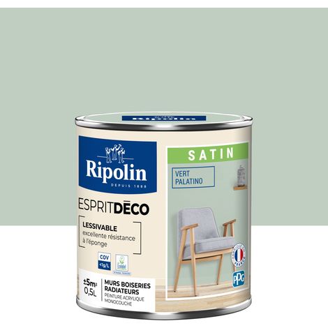 Peinture Murale Toutes Pièces - Satin - 0,5L - Vert Palatino - Ripolin (1/5)