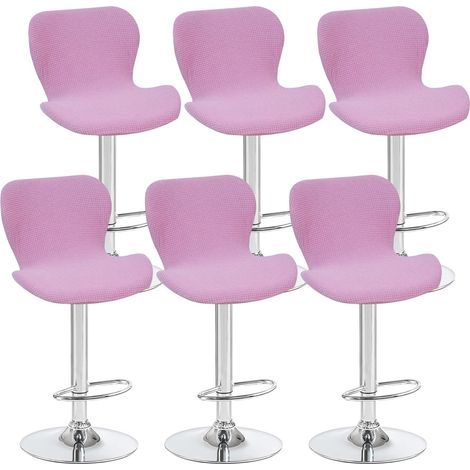 Lot de 6 housses de tabouret pivotant incurvées, rose violet, 40 x 30 x 30 cm, housse de chaise de bar à dossier bas, convient aux comptoirs/cuisines (1/5)