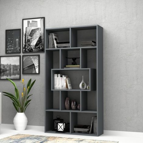 Libreria Face 90x30x170H cm colore grigio cemento (1/4)