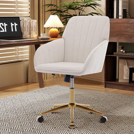 Fauteuil de bureau pivotant réglable en hauteur pour la maison et la chambre, fauteuil pivotant ergonomique avec dossier, adapté aux longues périodes en position assise. (1/5)