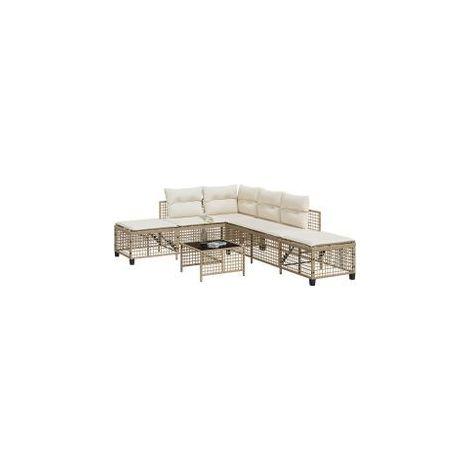 Salon de jardin d'angle avec coussins 3pcs beige résine tressée (1/5)
