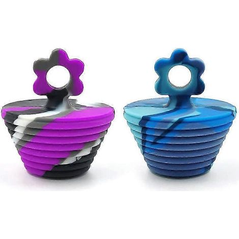 Lot de 2 bouchons de vidange en silicone pour douche - Motif camouflage bleu et violet, accessoires de baignoire étanches et résistants (1/5)