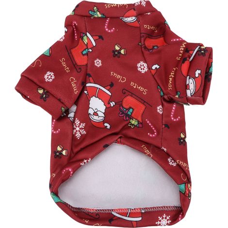 Pull rouge pour animaux de compagnie, joli dessin animé, impression de chien chaud, vêtements de noël pour petits costumes. (1/5)