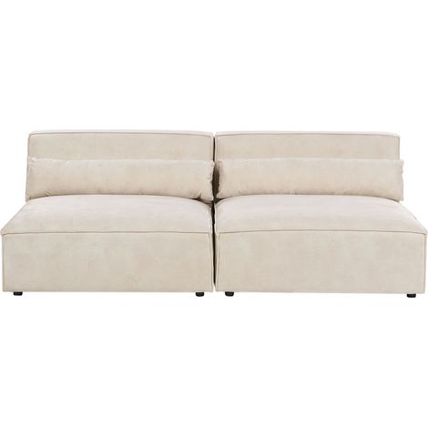 Modulsofa 2-Sitzer HELLNAR Samtstoff Hellbeige (1/5)