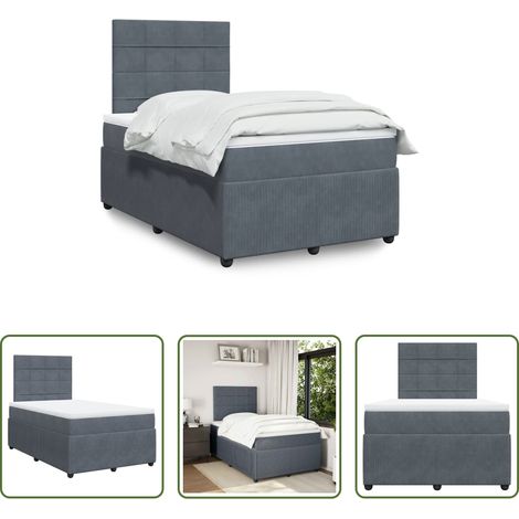 Matratze - Boxspringbett mit Matratze Dunkelgrau 120x200 cm Samt (1/5)
