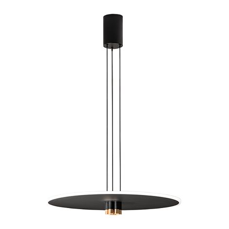 Suspension Led 50W Design Moderne Métal Noir Mat Et Or Brossé, Diffuseur Satiné, Intensité Variable, Diamètre 70 Cm - Perenz, Luminaire Chic (1/4)
