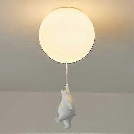 Plafonnier enfant avec abat-jour en acrylique blanc, motif ours polaire, lampe décorative moderne style dessin animé, éclairage intérieur pour chambre de garçon ou de fille. (1/4)