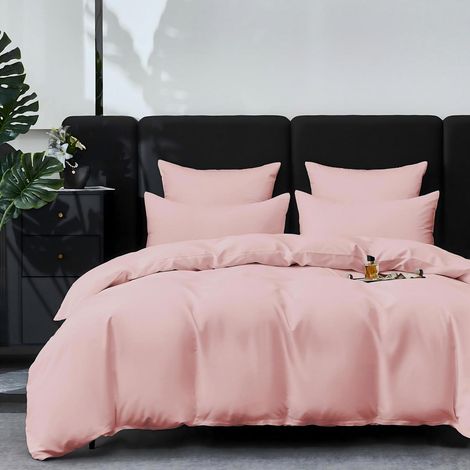 Mako Satin Bettwäsche 155x220 cm Rosa 100% Baumwolle 3-teilig mit Reißverschluss