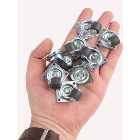 8 roulettes pivotantes miniatures adhésives de 1/2 pouce pour meubles et appareils électroménagers, installation facile avec vis ou ruban adhésif (1/4)