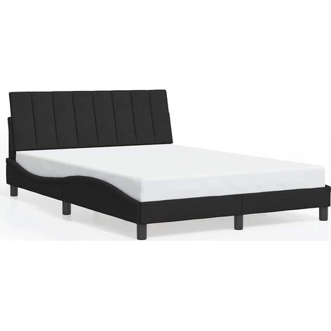 Lit double Lit adulte Cadre de lit sans matelas Hanko noir 140x190 cm velours (1/5)