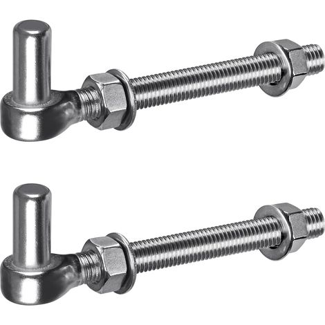 Charnière de Portail M16, 2pcs Quincaillerie à œillet de Champ Robuste 16mm Crochet pour Goupille de Suspension de Jardin en Métal pour Portail de Ferme/Clôture en Bois/Allée, 440lbs/15cm (1/5)