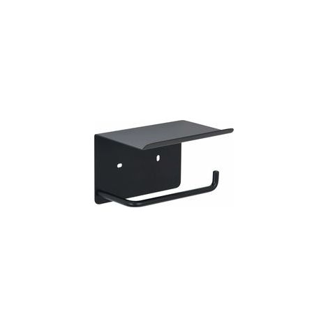 Porte-papier hygiénique avec étagère adhésive, porte-rouleau de papier sans perçage en acier inoxydable SUS 304, porte-papier hygiénique mural auto-adhésif pour salle de bain (noir)