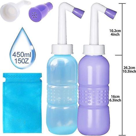 Bouteille douche portable bidet 2 pièces, 450ml, voyage main bidet mobile pour camping et toilette