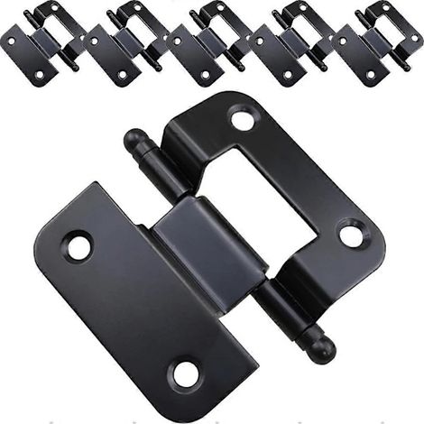 Lot de 6 charnières pour portes d'armoires avec cache-visibilité, charnières d'armoires nickelées, charnières de portes de cuisine, poignées cachées, 5,1 x 1,5 cm, noir.