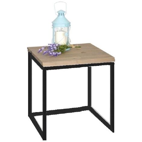 Mesita de noche ECO Three 40x40x47cm Negra en madera maciza de pino acabado vintage estilo industrial Box Furniture