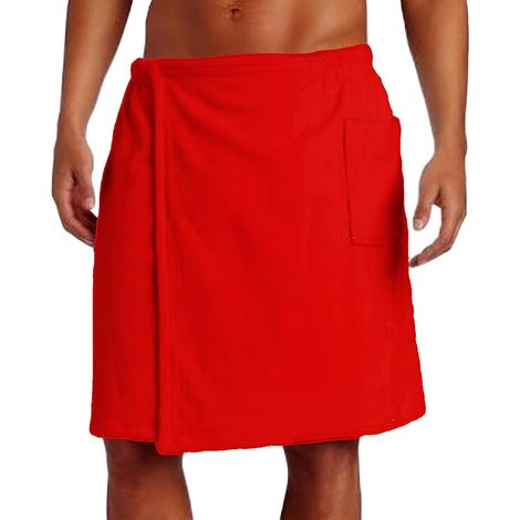 Hommes Ajustable Serviette de Bain Paréo de Sauna Jupe Serviette de Plage avec Poche pour Sauna Douche Piscine Plage & Sport Rouge (1/5)