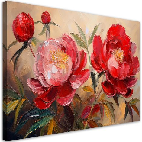 Tableau déco Pivoines rouges Fleurs Plantes Peintures 90x60 (1/5)