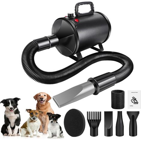 Sèche-cheveux pour animaux de compagnie, ultra silencieux, 3500 watts-sèche-cheveux pour animaux de compagnie-sèche-cheveux pour toilettage pour animaux de compagnie-avec 4 buses et tuyaux, vitesse et