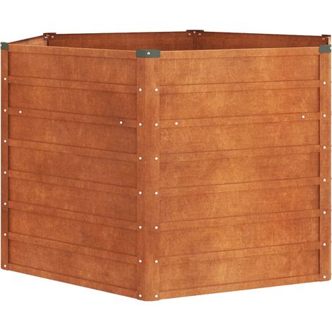 Vassoio per fioriera aiuola rialzata piante fiori terrazza giardino arrugginito 129 x 129 x 77 cm acciaio corten marrone 020039861
