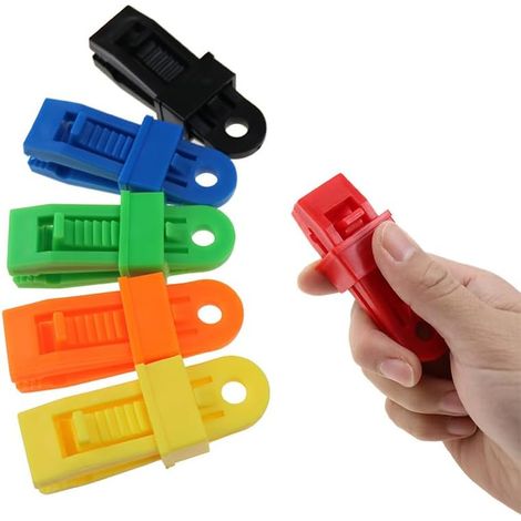 Clips de fixation pour tente extérieure, renforcés, coupe-vent et imperméables, réutilisables et multifonctionnels (lot de 6). (1/5)
