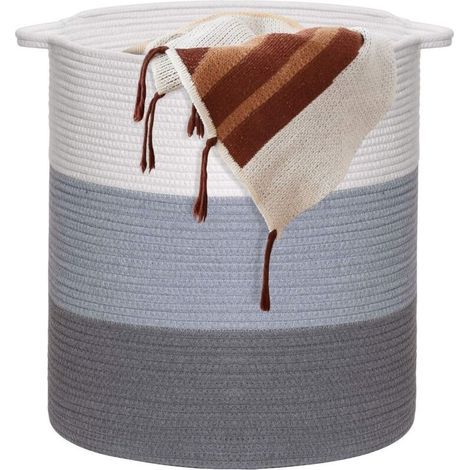Cesti portabiancheria in cotone - 100% cotone, 45 x 35 cm, cesto portaoggetti di grande capacità, cesto portabiancheria di alta qualità, utilizzabile anche nella cameretta dei bambini. (1/5)