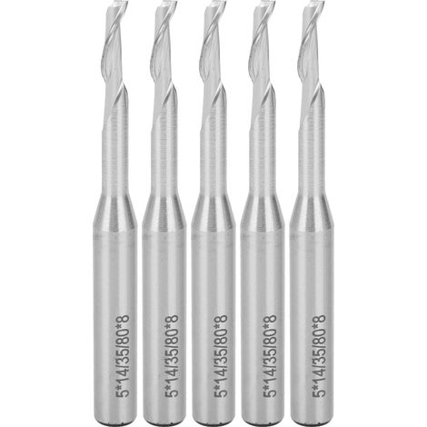 Lot de 5 fraises carbure monobloc pour défonceuse CNC, outils de gravure et fraisage en acier au tungstène (1/5)