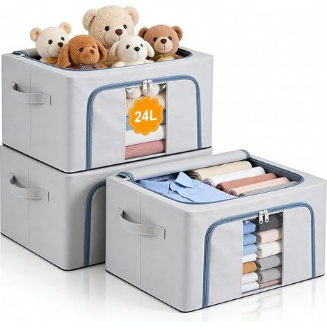 Scatole contenitore per vestiti, 40x30x20 cm, cesti contenitore pieghevoli, organizer per vestiti per camera da letto, scatole contenitore in tessuto per libri e giocattoli (1/5)