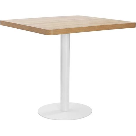 Table de bar carrée bois clair et pied métal blanc Kalas 80cm (1/5)