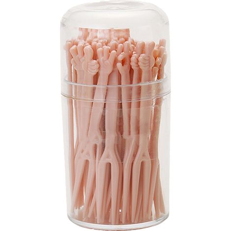 Lot de 50 fourchettes à fruits jetables mignonnes, design cartoon, 2 dents, en plastique, pour gâteaux, desserts et fruits (1/5)