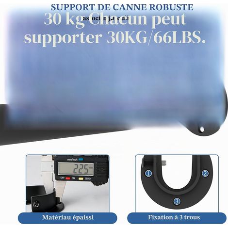 Support tringle rideaux acier inoxydable réglable pour tige 24-29mm, 2 pcs noir. (1/4)