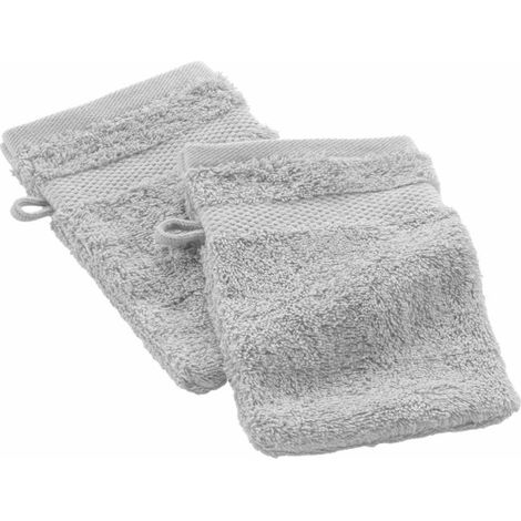 Lot de 2 Gants de Toilette "Elegance" 15x21cm Gris Perle (1/5)