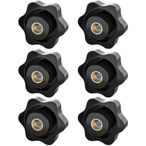 Bouton de Serrage M8, Ecrou Étoile, Bouton de Serrage à Filetage Moleté, Écrou De Serrage M8, Étoile Tête Écrous De Serrage Bouton,pour les Mécaniques, Mobilier, Équipements Électroniques, 6 Pack