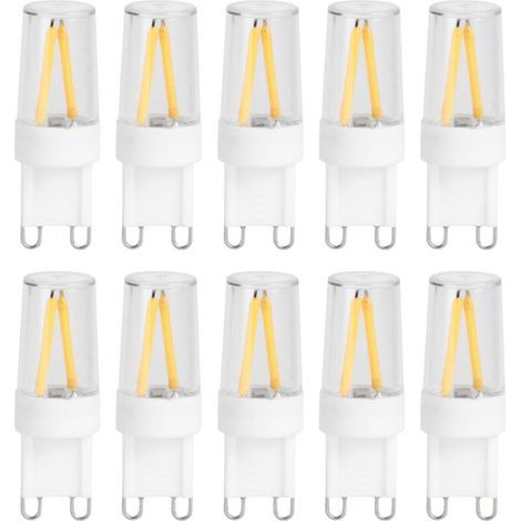 Pack of 10 G9 1.5W (110V AC) two-pin LED bulbs for chandeliers, ceiling lights and wall lights. (1/5)