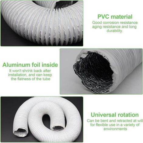 Abluftkanal, 150 mm Durchmesser, 6 m Länge, Aluminium-Lüftungskanal, Stahlklemm-Abluftkanal für Klimaanlage, Luftentfeuchter, Abluftanlage (1/4)