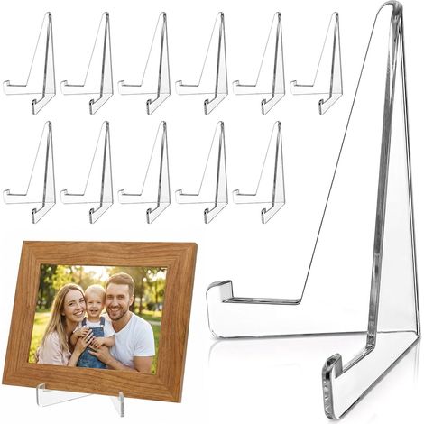 Lot de 12 présentoirs réglables en acrylique, porte-assiettes transparents, porte-images, porte-cartes réglables pour livres, électronique, décoration de photos (1/5)