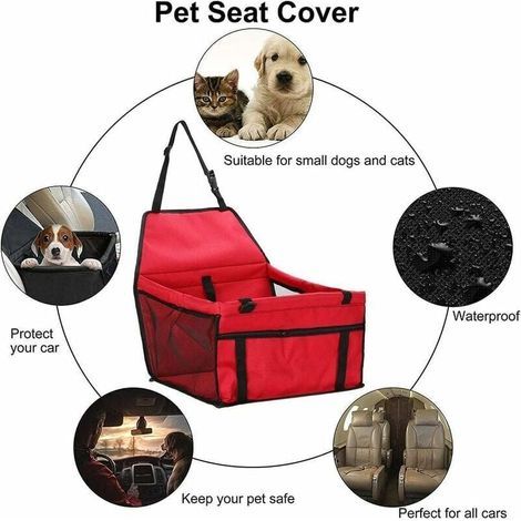 Siège d'appoint de Voiture pour Les Chiens ou Chats, Accessoires de voiture pour chien,Housse de rehausseur en Tissu Oxford étanche avec Ceinture de sécurité de Voyage pour chinots et Sac de Rangement (1/4)