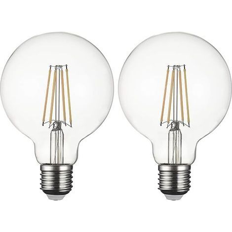 Ampoule LED Globe E27 G95 à filament, sans scintillement à vis Edison 8W (équivalent ampoule incandescente de 75W) 850 lm blanc chaud 2700 K, non variable - Lot de 2 [Classe énergétique F] (1/4)
