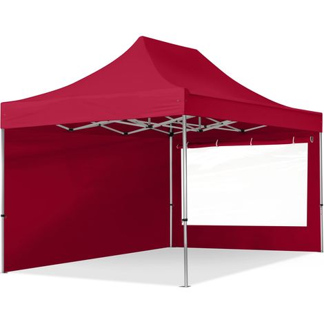 3x4,5 m Faltpavillon PROFESSIONAL Alu 40mm, Seitenteile mit Panoramafenstern, rot