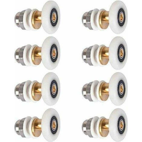 Roulettes pour portes de douche : Ensemble de 8 roulettes de rechange de 25 mm pour portes de douche coulissantes. (1/4)