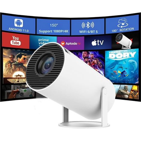 Filiyano – Projecteur vidéo portable intelligent 4 K/300 ANSI, mini projecteur vidéo portable avec WiFi 6, Bluetooth 4.1, écran de 130 pouces (1/4)
