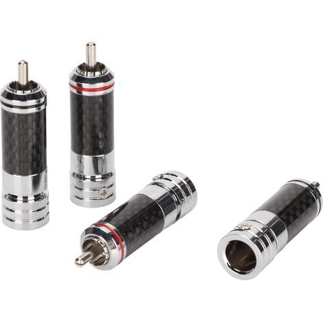 4 connecteurs RCA chromés pour câble vidéo, compatibles avec les haut-parleurs de 9 mm de diamètre. (1/5)