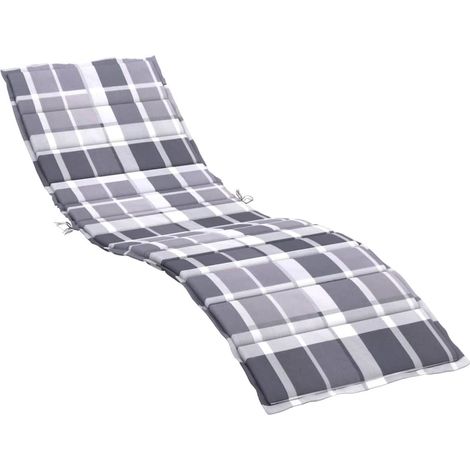 Maison Exclusive - Sonnenliegen-Auflage Grau Karomuster 200x60x3 (1/5)