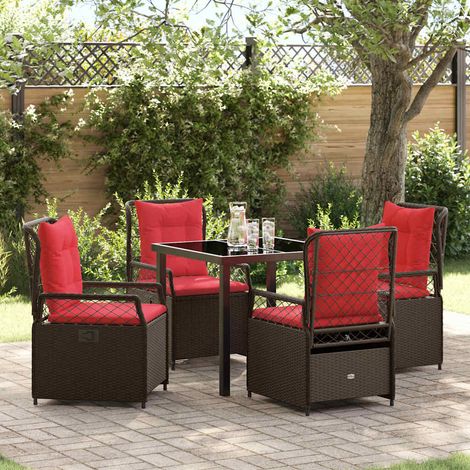 Garten Essgruppe 5 pcs Braun Poly-Rattan (1/5)