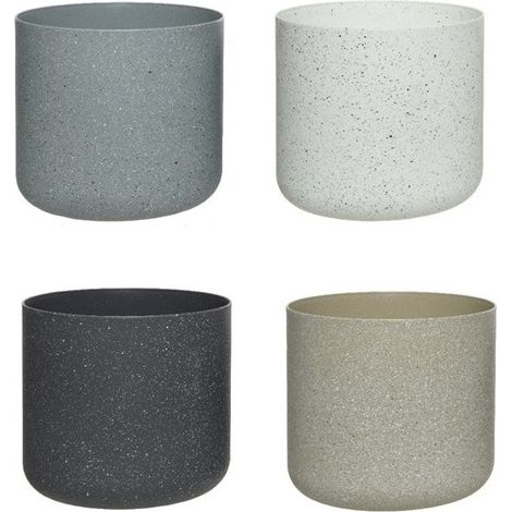 VASO TONDO D.17XH18CM IN PLASTICA BEIGE/GRIGIO/BIA