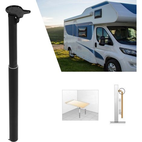 Pied de bureau réglable, support de levage pliable en acier inoxydable noir pour camping-cars et yachts.