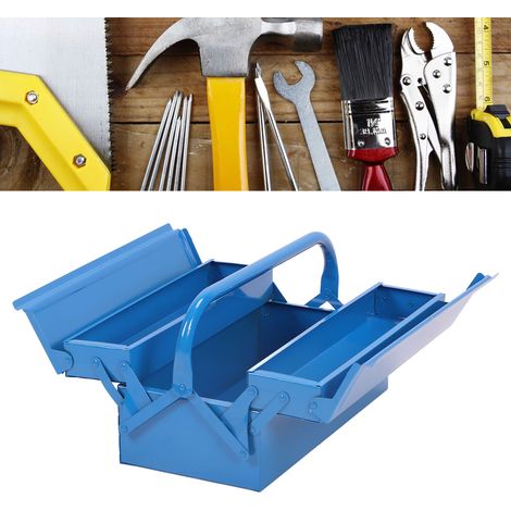 Boîte à outils Oubang 206110 à 2 niveaux et 3 tiroirs, boîte à outils monochrome en tôle, rangement pour voiture, boîte pliable pour réparation automobile, boîte portable (1/5)